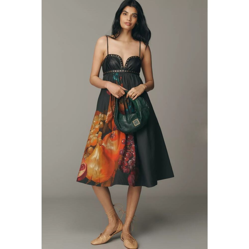 Anthropologie Maeve Twofer Faux Leather Babydoll Dress. Size S. Retails $228